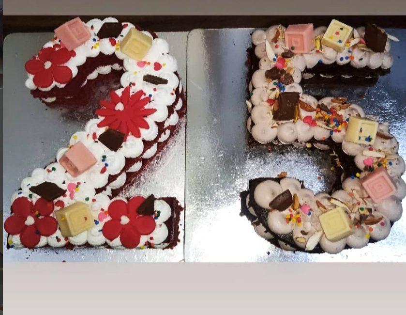 Number 25 shaped cake