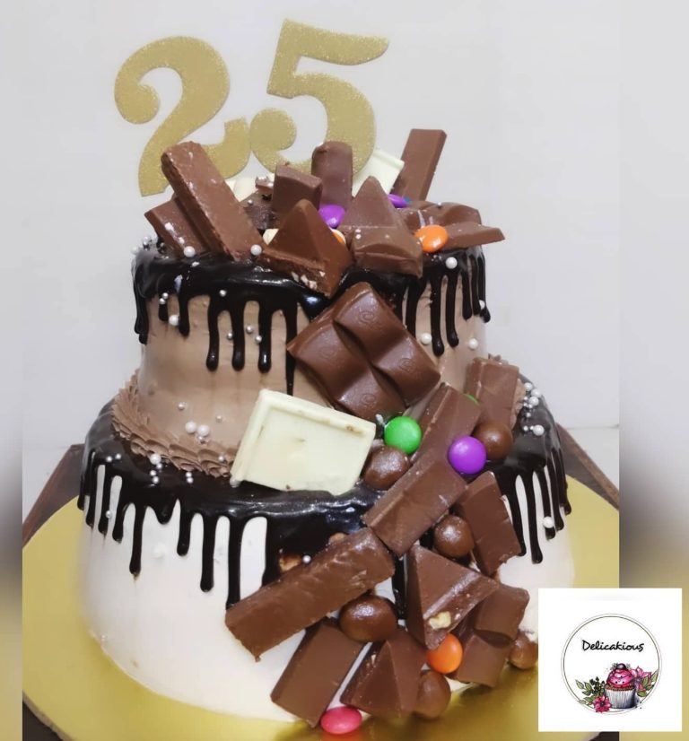 Two-level stacked celebration cake