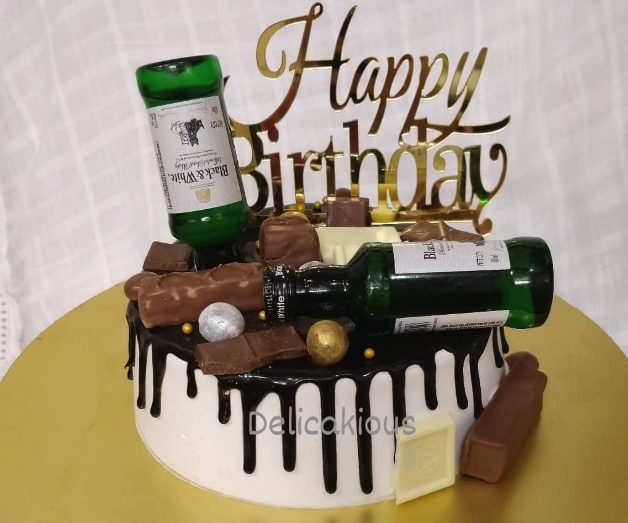 Bottle shaped birthday cake