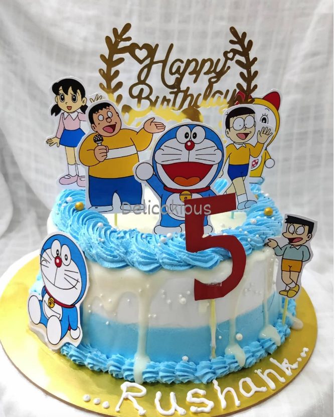 Doraemon themed birthday cake