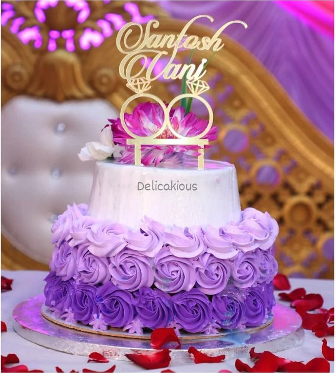Pink floral wedding cake